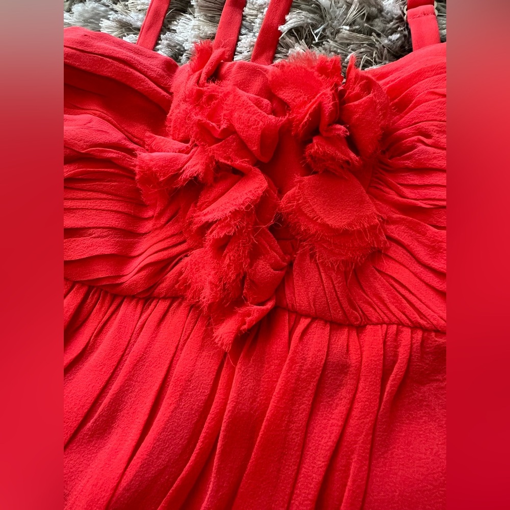 BCBGMaxAzria Vibrant Red 100% Silk Maxi Dress – Size 0 - Picture 14 of 16